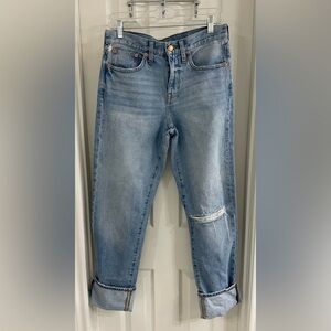 J.Crew Women's Slouchy Boyfriend Jean Cuffed Hem Ripped Knee Size 27